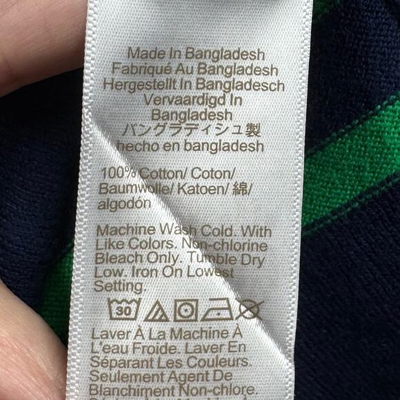 J.CREW Cotton Teddie Sweater Women's S Navy Blue Kelly Green Stripes Preppy Boat - Picture 9 of 12